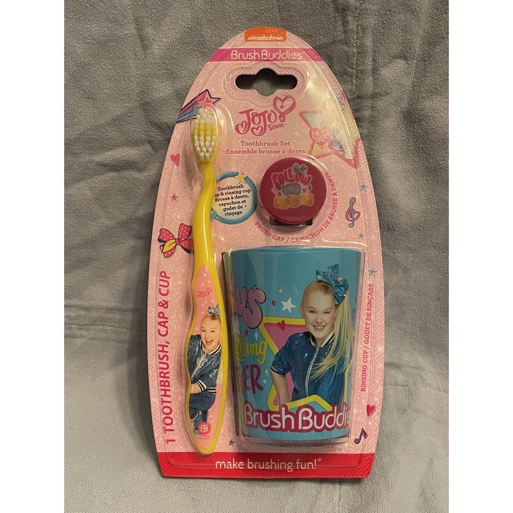NEW Children's JoJo Siwa Brush Buddies 3 Piece Soft Toothbrush, Cup, & Cap Set